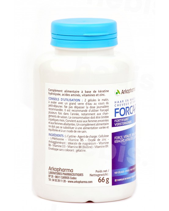 Forcapil maisto papildas N180 + šampūnas su keratinu, 200 ml