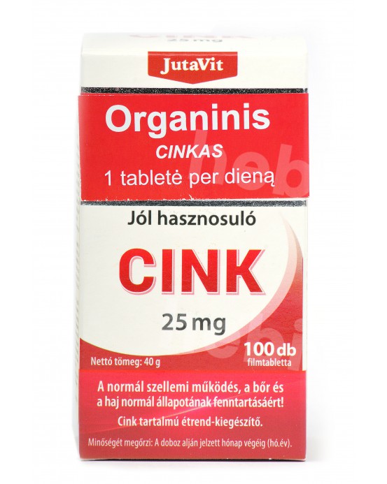 Organinis cinkas, 25 mg, 100 tablečių