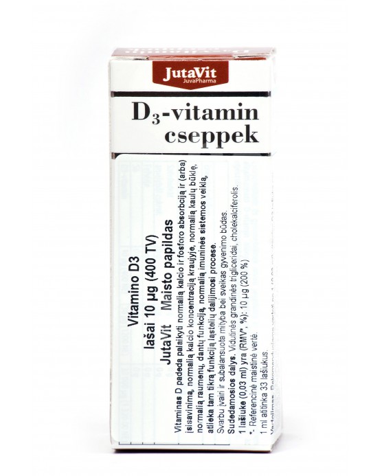 Vitamino D3 lašai, 10 µg (400 TV), 50 ml