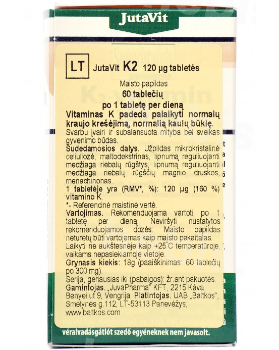 Vitaminas K, 60 tablečių