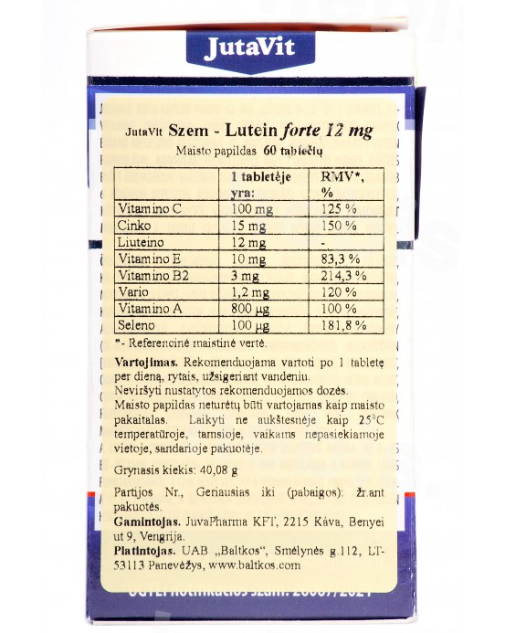 Liutein Forte 12 mg, 60 tablečių