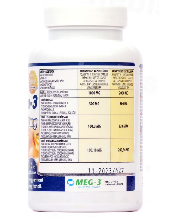 Jutavit Omega-3 žuvų taukai 1000 mg, 110 kapsulių