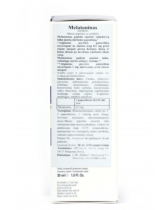 Melatonino purškalas, 30 ml