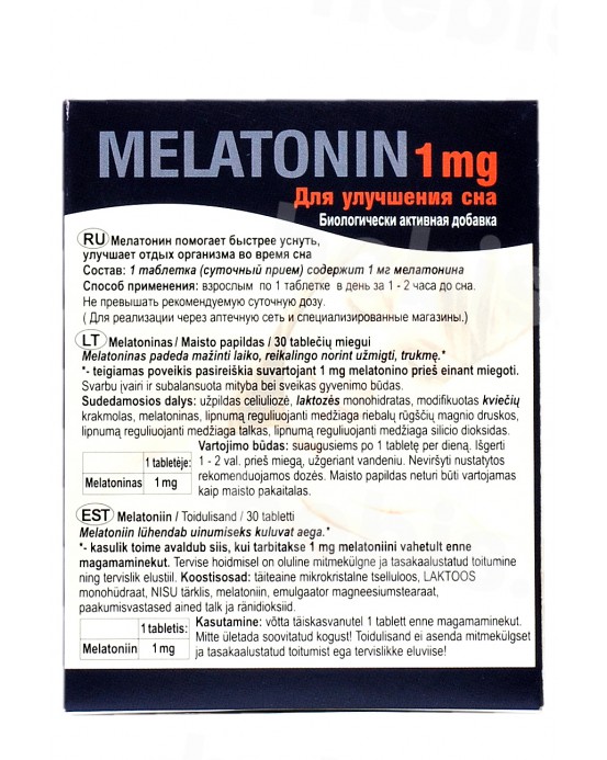 Melatoninas, 30 tablečių