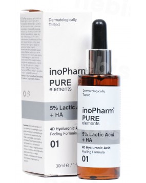 InoPharm veido serumas-švelnus šveitiklis su 5% pieno rūgštimi + hialurono rūgštimi, 30 ml